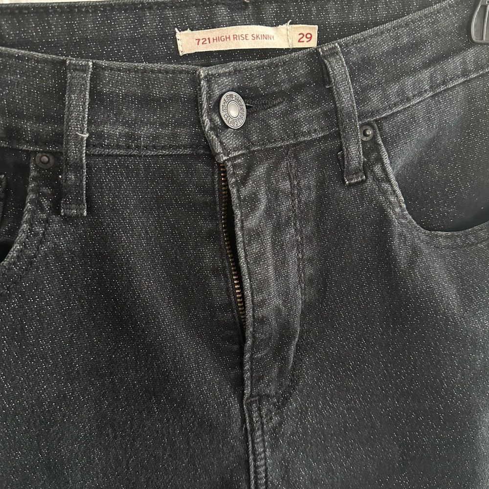 LEVI'S 721 Black High Rise Skinny Sparkle Jeans Women, black/metallic, W29 L30